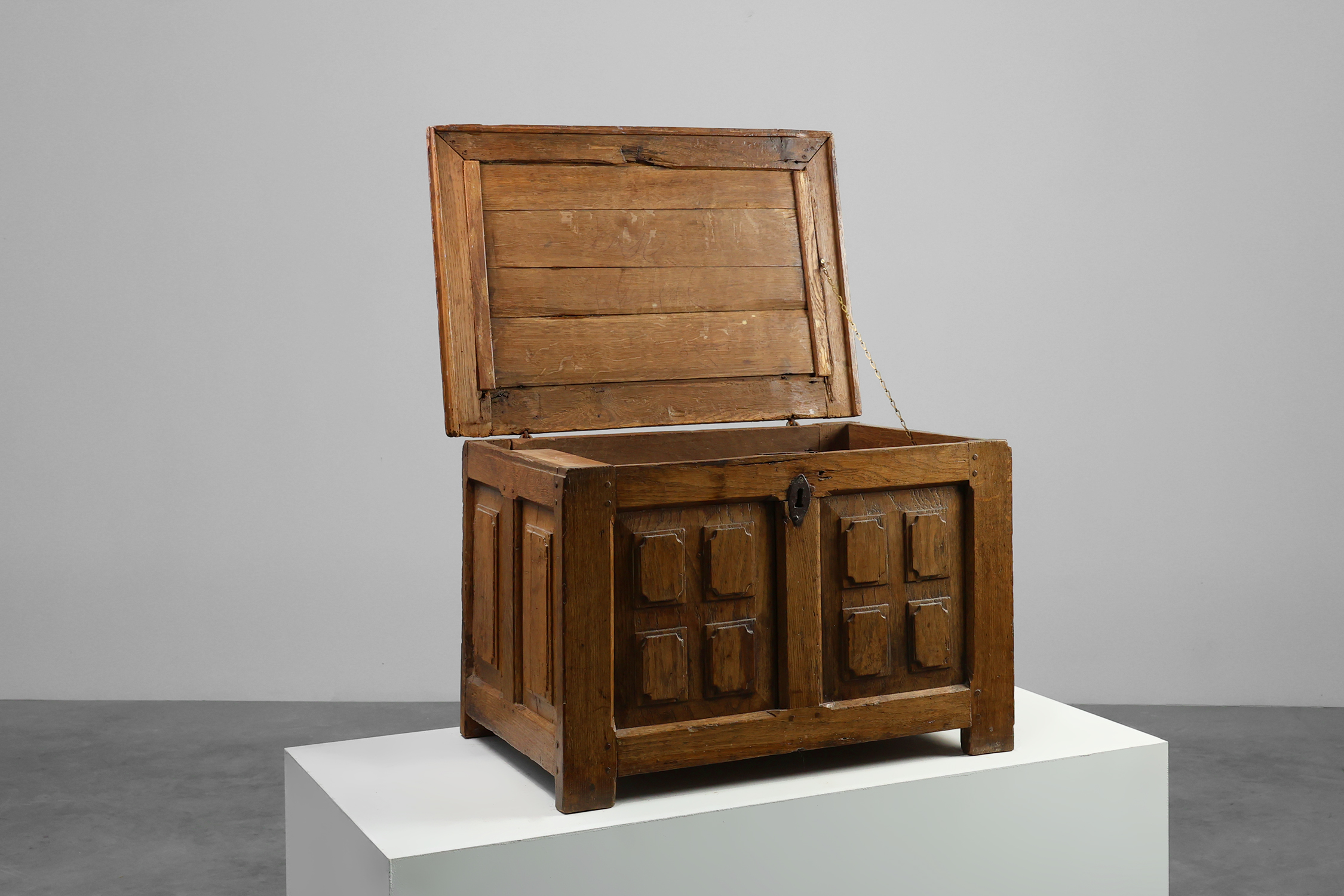 Rustic Oak paneled Trunk or chest, France 18th Centurythumbnail